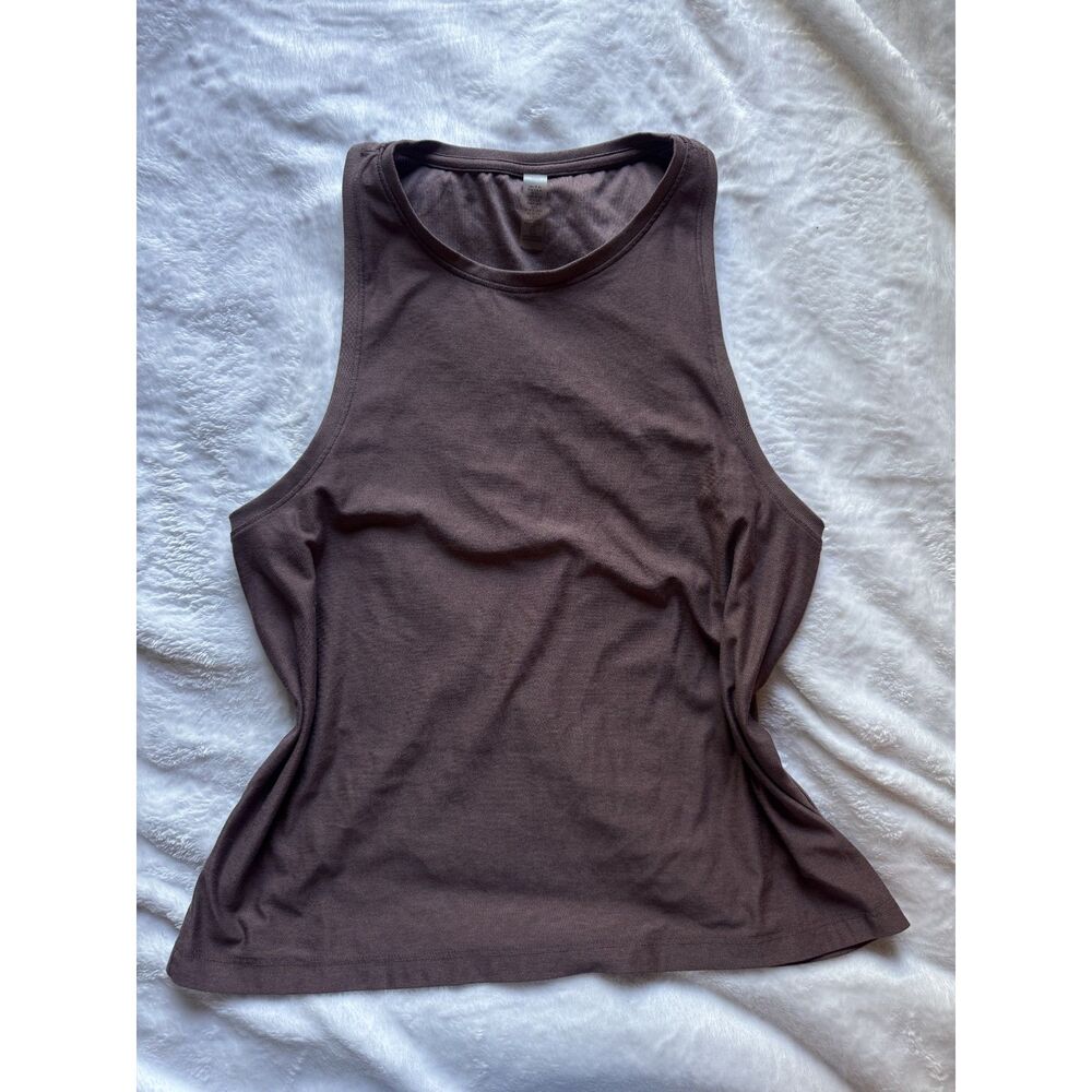 Beyond Yoga Womens S Brown High Neck Tank Top Athletic Yoga Pilates Workout